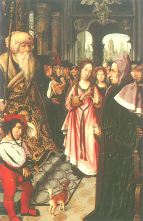 The disputation of St. Katharina (left wing of a triptych) from Jan Provost
