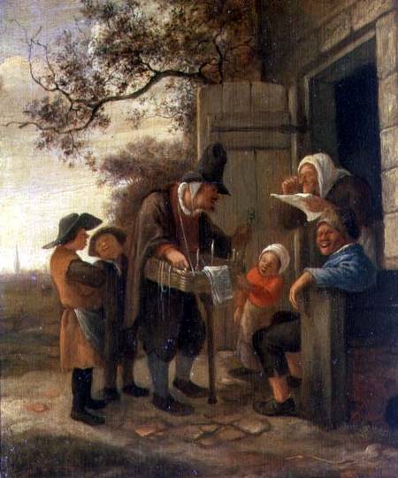 A Pedlar selling Spectacles outside a Cottage from Jan Havickszoon Steen