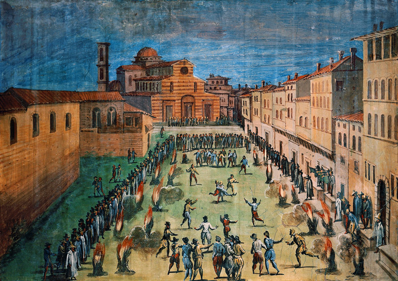 A public festival in the Piazza Santo Spirito, Florence from Jan van der Straet