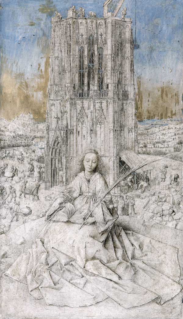 St. Barbara, 1437 (grisaille) from Jan van Eyck