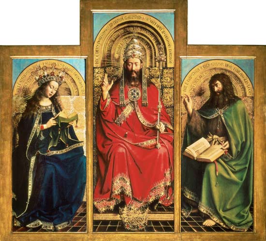 Genter altar, Maria, God the Father and Johannes of the Täufer from Jan van Eyck