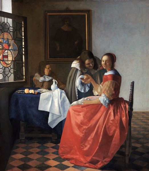Lady drinking Wine with Two Gentlemen from Johannes Vermeer