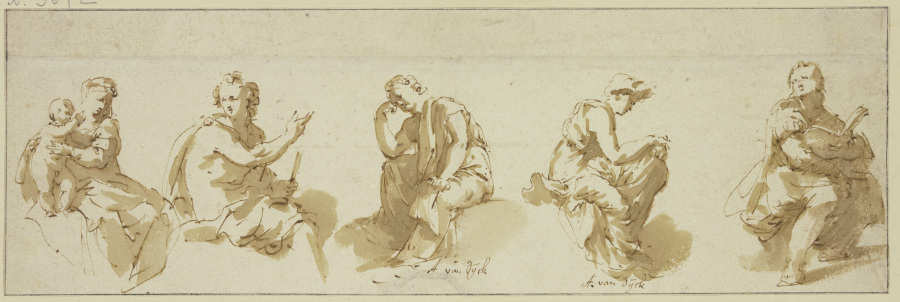 Fünf sitzende allegorische Figuren from Jan de Bisschop