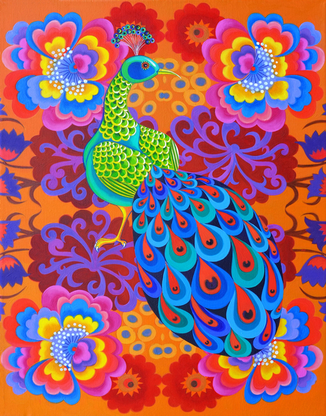 Peacock with flowers from Jane Tattersfield