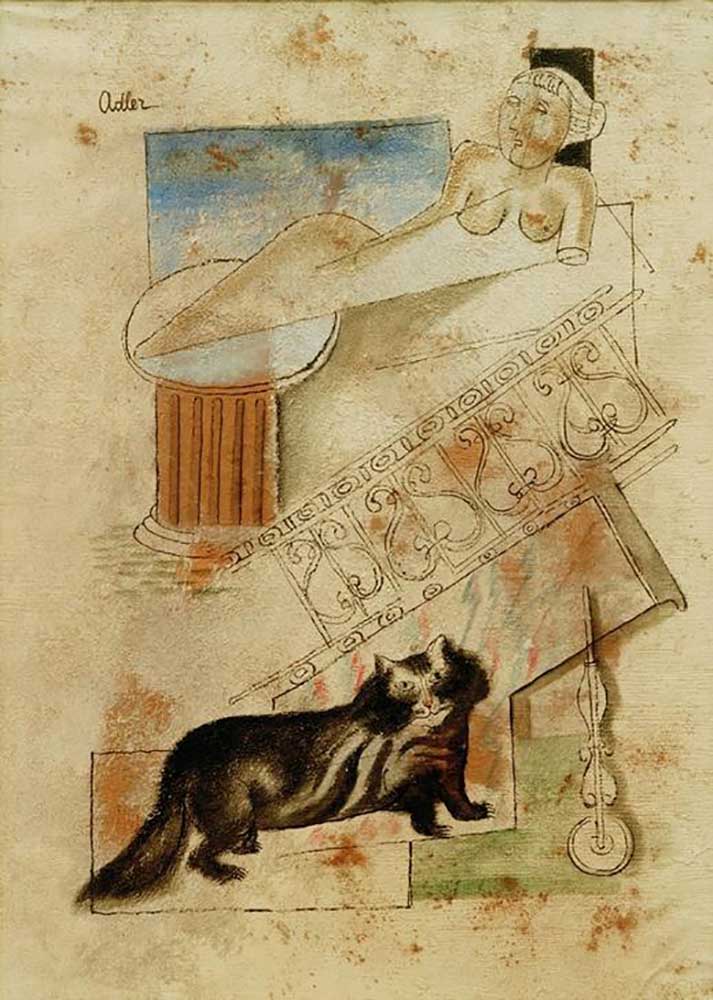 Cat and hovering virgin from Jankel Adler