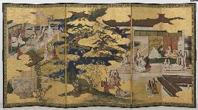 Spring in the Palace, six-fold screen from 'The Tale of Genji'