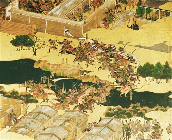 The Battle of Hogen from a screen, Momayama Period (1568-1600) (pen & ink, colour and gold laid on p from Japanese School