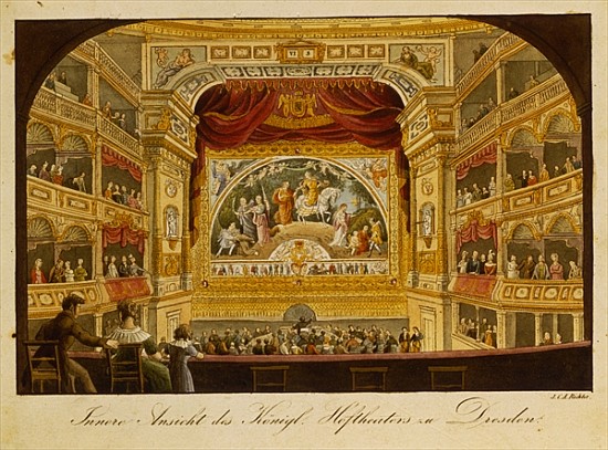 The interior of the royal theatre at Dresden, c.1845 from J.C.A. Richter