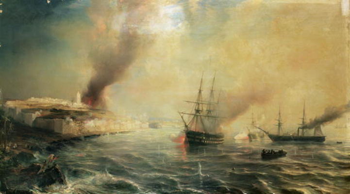 Bombardment of Sale, 26th November 1851, 1855 (oil on canvas) from Jean Antoine Theodore Gudin