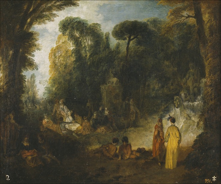 Courtly Gathering In A Park from Jean Antoine Watteau
