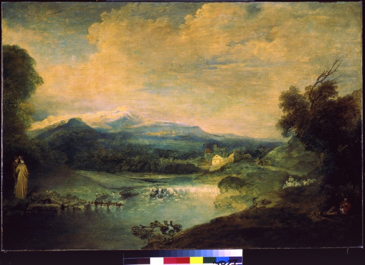 Landscape with a waterfall from Jean Antoine Watteau