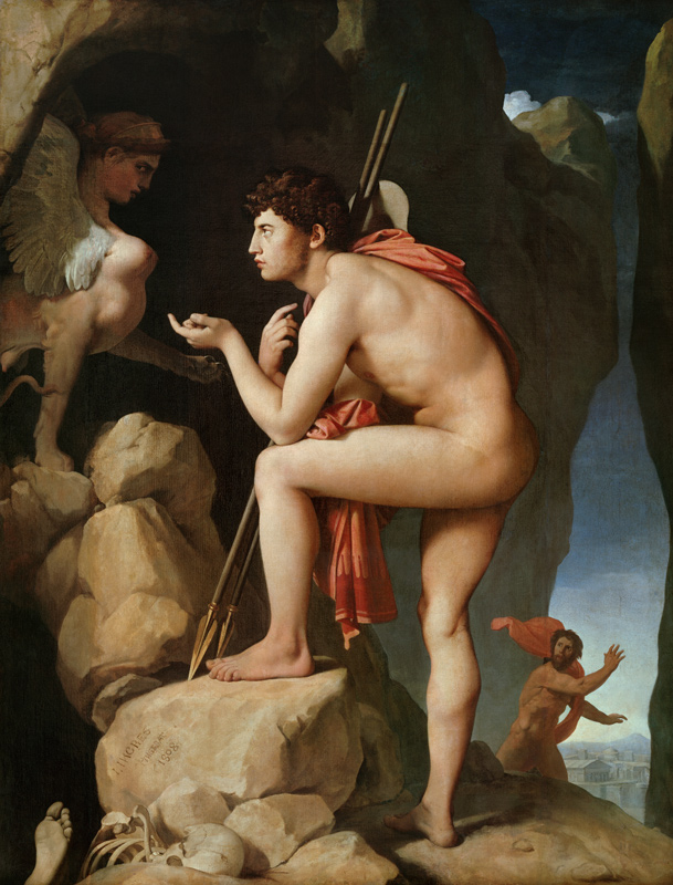 Ödipus solves the puzzle of the sphinx. from Jean Auguste Dominique Ingres