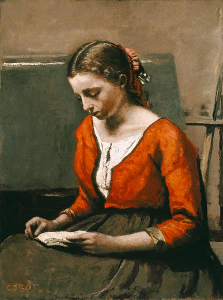 Reading girl from Jean-Baptiste-Camille Corot