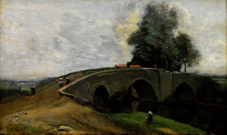 The old bridge from Jean-Baptiste-Camille Corot