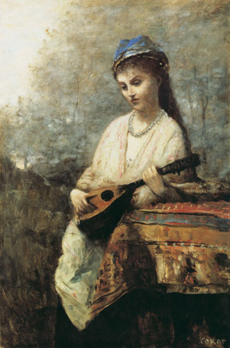 Girl with mandolin from Jean-Baptiste-Camille Corot