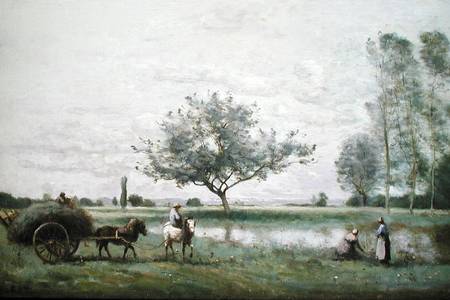 Haycart beside a River from Jean-Baptiste-Camille Corot