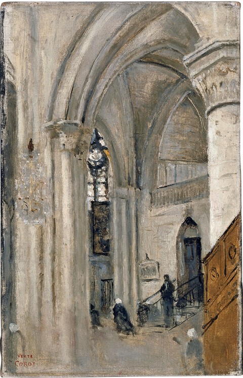 Interior of the Church at Mantes from Jean-Baptiste-Camille Corot