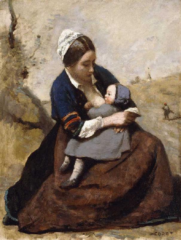 Stillende Bretonin (Bretonne Allaitant son Enfant) from Jean-Baptiste-Camille Corot