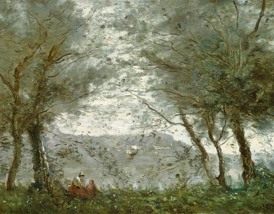 The Pond at Ville-d'Avray through the Trees from Jean-Baptiste-Camille Corot
