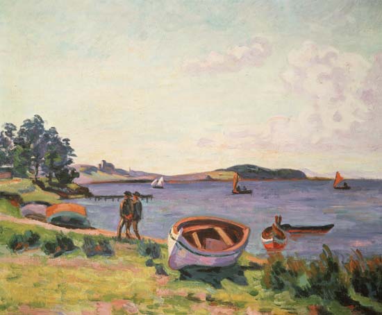 Boats on the shore of the sea (Le Brusc) from Jean-Baptiste Armand Guillaumin