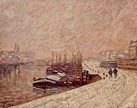 Barges in the snow