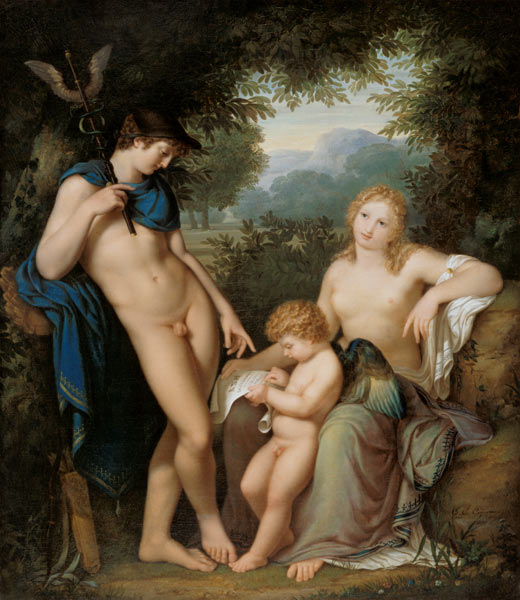 The lesson Amors by Venus and Mercury from Jean-Baptist-Claude Gagneraux
