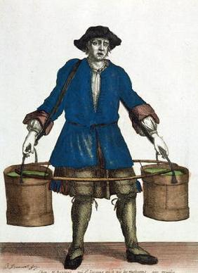 The Water Carrier, late 18th century (colour engraving)