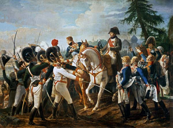 Napoleon and the Bavarian and Wurttemberg troops in Abensberg, 20th April 1809 from Jean Baptiste Debret