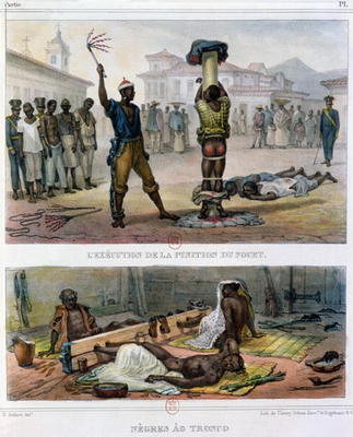 The Punishment of Slaves, illustration for 'Voyage Pittoresque et Historique au Bresil', 1839 (colou from Jean Baptiste Debret