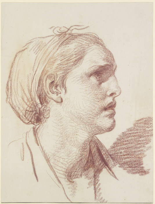 Frauenkopf mit eingebundenen Haaren im Profil nach rechts from Jean Baptiste Greuze
