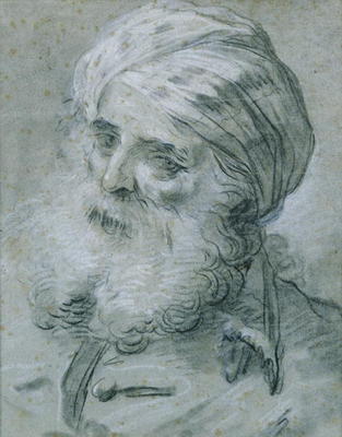 Portrait of an Old Man (chalk on paper) from Jean Baptiste Le Prince