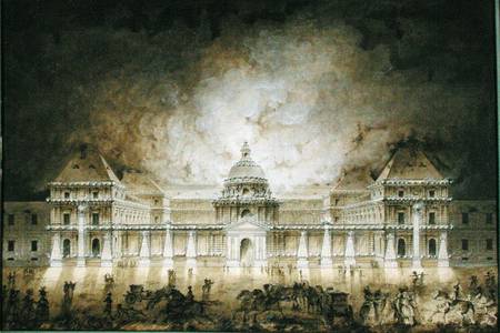 The Luxembourg Palace Illuminated for the Fete du Roi in 1780 (pen & ink and bistre on paper) from Jean Baptiste Marechal