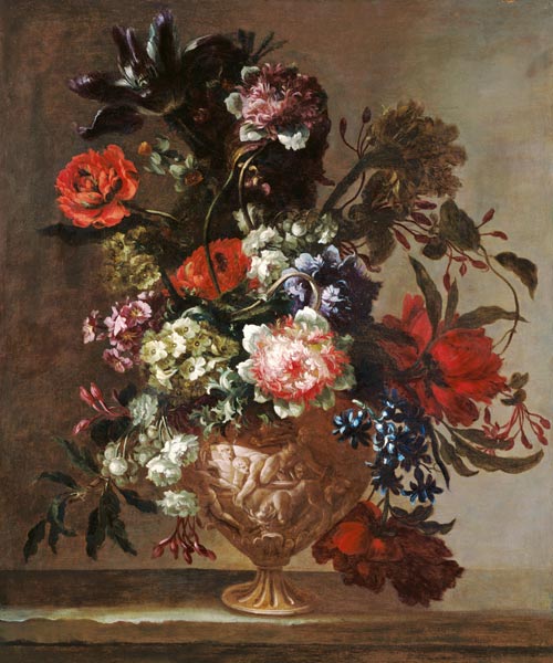 Still life of flowers in a sculpted vase from Jean Baptiste Monnoyer