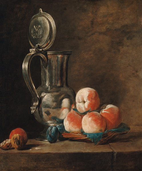 Quiet life with tin jug and peaches from Jean-Baptiste Siméon Chardin