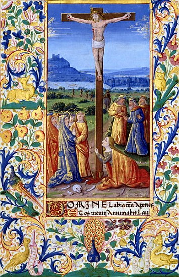 Ms Lat. Q.v.I.126 f.84v The Crucifixion, from the ''Book of Hours of Louis d''Orleans'' from Jean Colombe