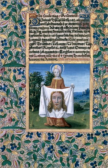 Ms Lat. Q.v.I.126 f.90v St. Veronica, from the ''Book of Hours of Louis d''Orleans'' from Jean Colombe
