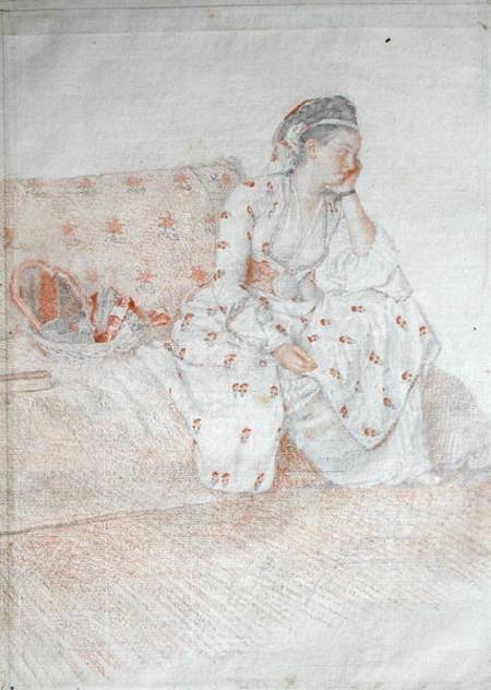 The Countess of Coventry in Turkish Costume (red chalk & pencil on paper) from Jean-Étienne Liotard