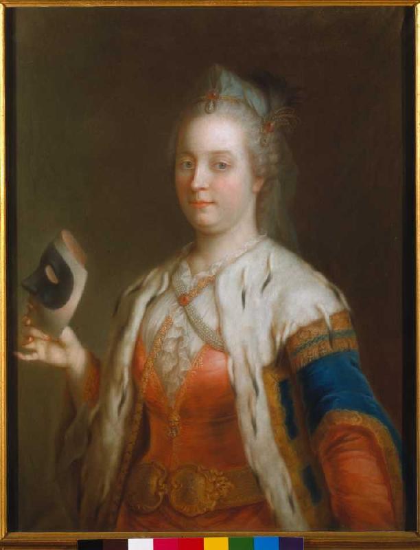 Empress Maria Theresia with mask from Jean-Étienne Liotard