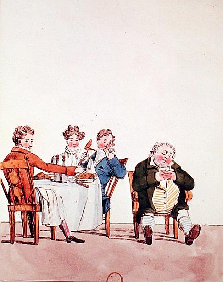 Qui dort dine'', caricature of a man sleeping after dinner from Jean Francois Garneray