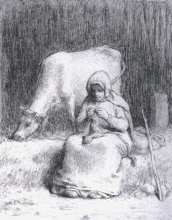 Rural girl who watches her cow from Jean-François Millet