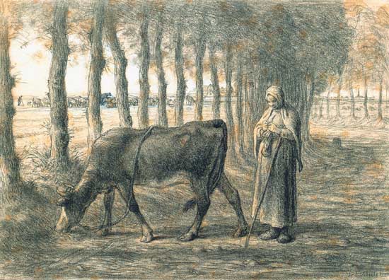 Woman with a cow from Jean-François Millet