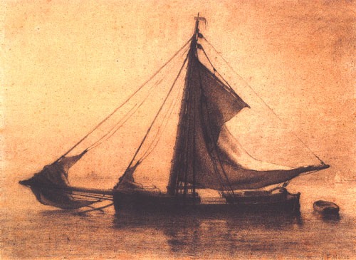 Fishing boat on a calm sea from Jean-François Millet