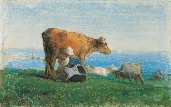 A normanische woman milks cows from Jean-François Millet