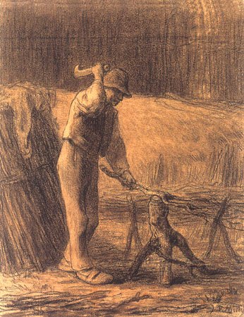 Woodcutter who makes a bundle of twigs from Jean-François Millet