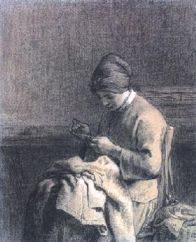 Woman mending work