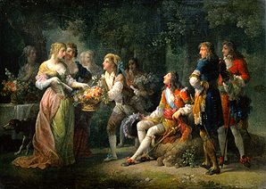 The declaration of love Louis XIV. of France to Louise de of La Vallière from Jean Frederic Schall