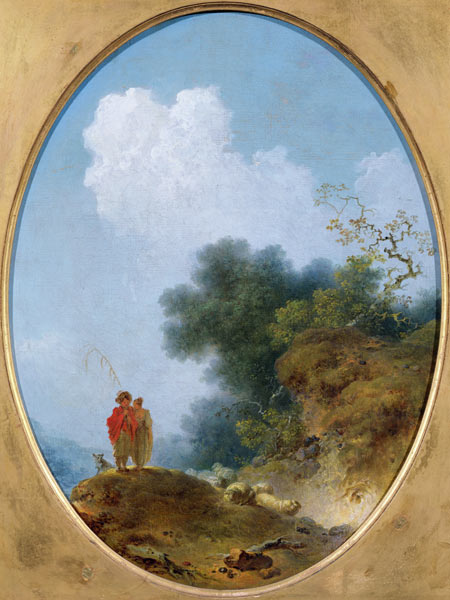 A Shepherd Playing the Flute Whilst a Peasant Girl Listens from Jean Honoré Fragonard