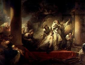 The major part priests' Coresos sacrifices himself to save Kallirhoë from Jean Honoré Fragonard