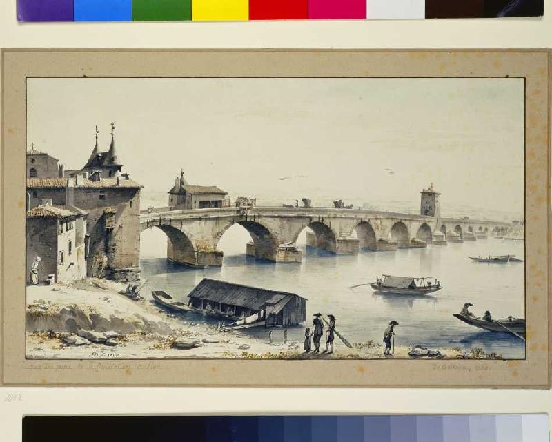 Ansicht der Rhone-Brücke in Lyon from Jean Jacques de Boissieu