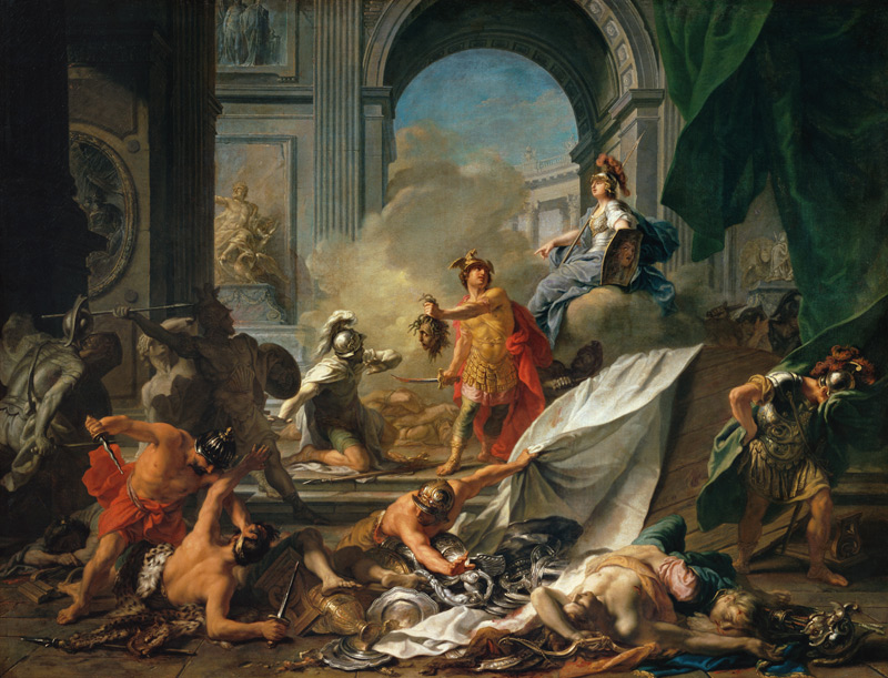 Perseus and Minerva let Phineus petrify by the Medusenhaupt from Jean Marc Nattier